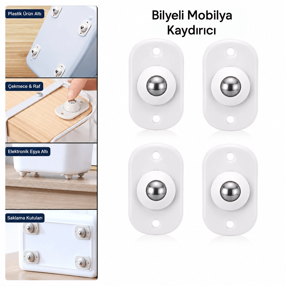 Kartelalı 4pcs Tek Bilya Tekerlekli Mobilya Eşya Taşıma Aparatı 360° 8kg Taşıma Kapasite Bx40