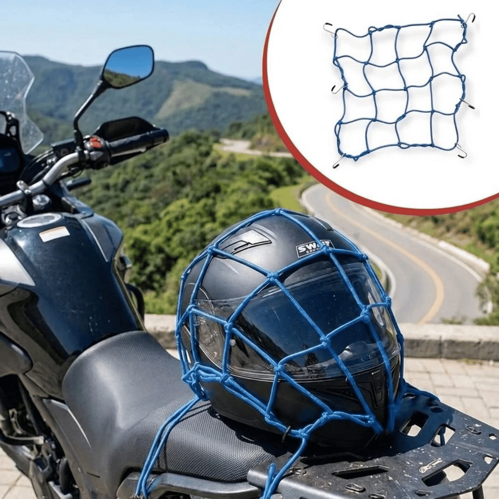 Kask  Esnek Motosiklet Kask Ve Bagaj Filesi – Kask Sabitleyici Plastik Kancalı Taşıma Ağı 35x35 Cm Bx40