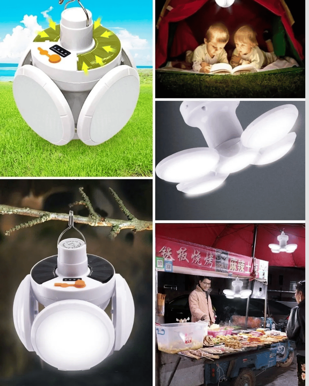 Katlanabilir 5 Kanatlı Solar LED Bahçe ve Kamp Lambası