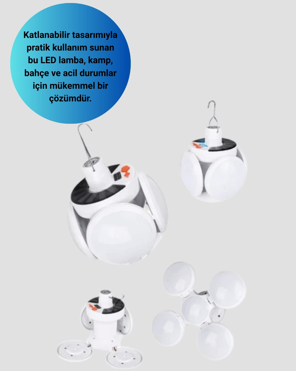 Katlanabilir 5 Kanatlı Solar LED Bahçe ve Kamp Lambası