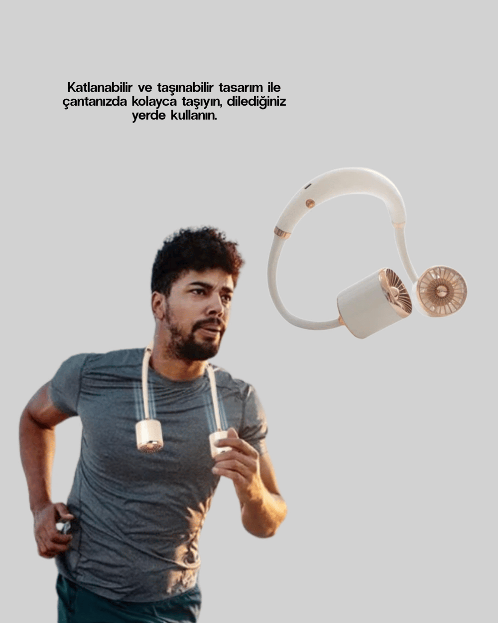 Katlanabilir Asılabilir Mini Fan USB Şarjlı 3 Kademeli Sessiz