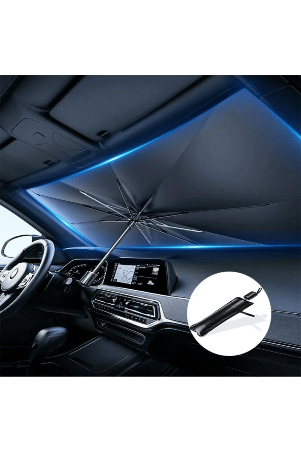 Katlanabilir Oto Güneşlik Şemsiye 75x140 cm UV Korumalı Ön Cam Gölgelik Aksesuarı