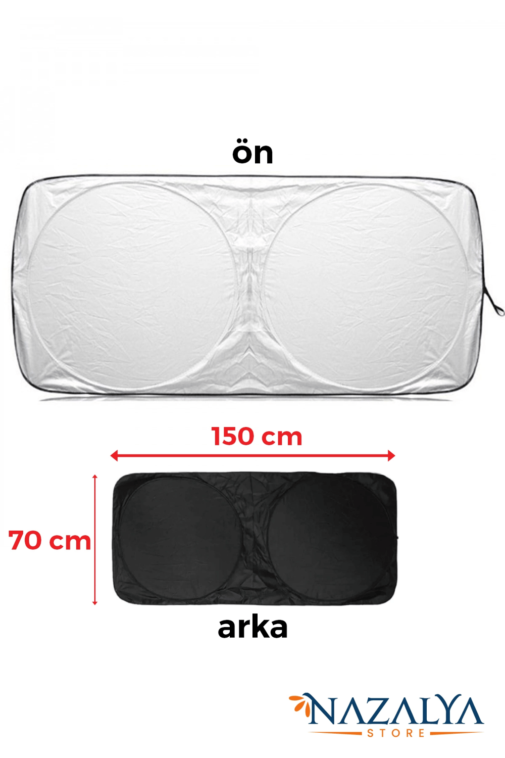 Katlanır Araba Ön Cam Güneşliği Metalize Isı Yalıtımlı Yazlık 150x70cm Otomobil Aksesuarı