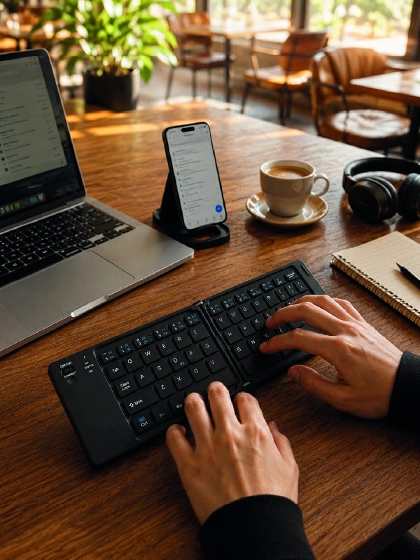 Katlanır Bluetooth Klavye Telefon Tablet Laptop Uyumlu Kablosuz Klavye
