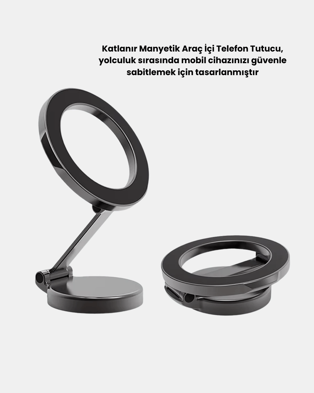 Katlanır Manyetik Araç İçi Telefon Tutucu – 360° Dönebilen, MagSafe Uyumlu, Güçlü Mıknatıslı Tasarım