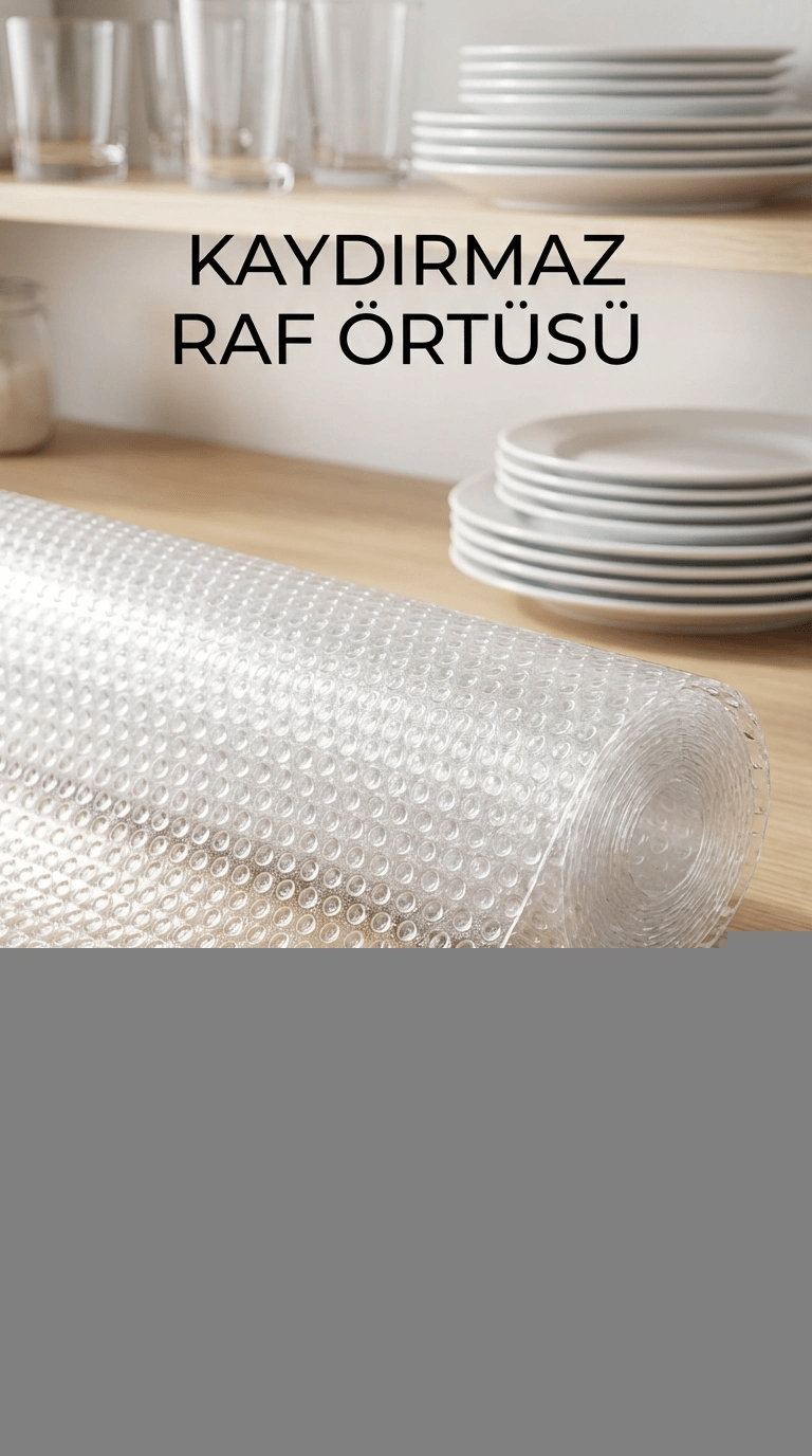 Kaydırmaz Şeffaf Pvc Raflık Çekmece Örtüsü 45x300 cm Dolap İçi Koruyucu
