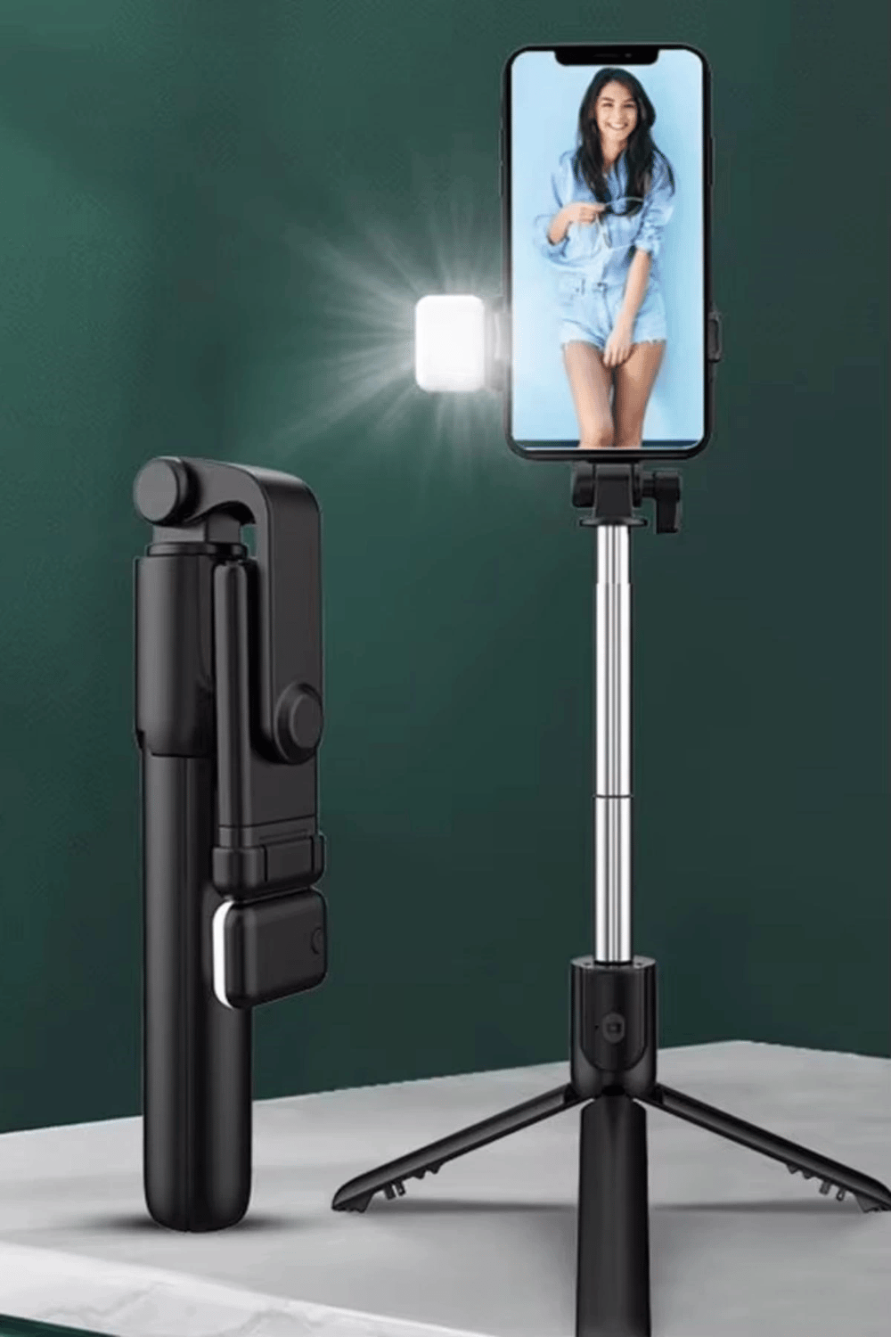 Kendiliğinden Led Işıklı Kumandalı Uzayabilen Selfie Çubuğu,masa Üstü Tripod