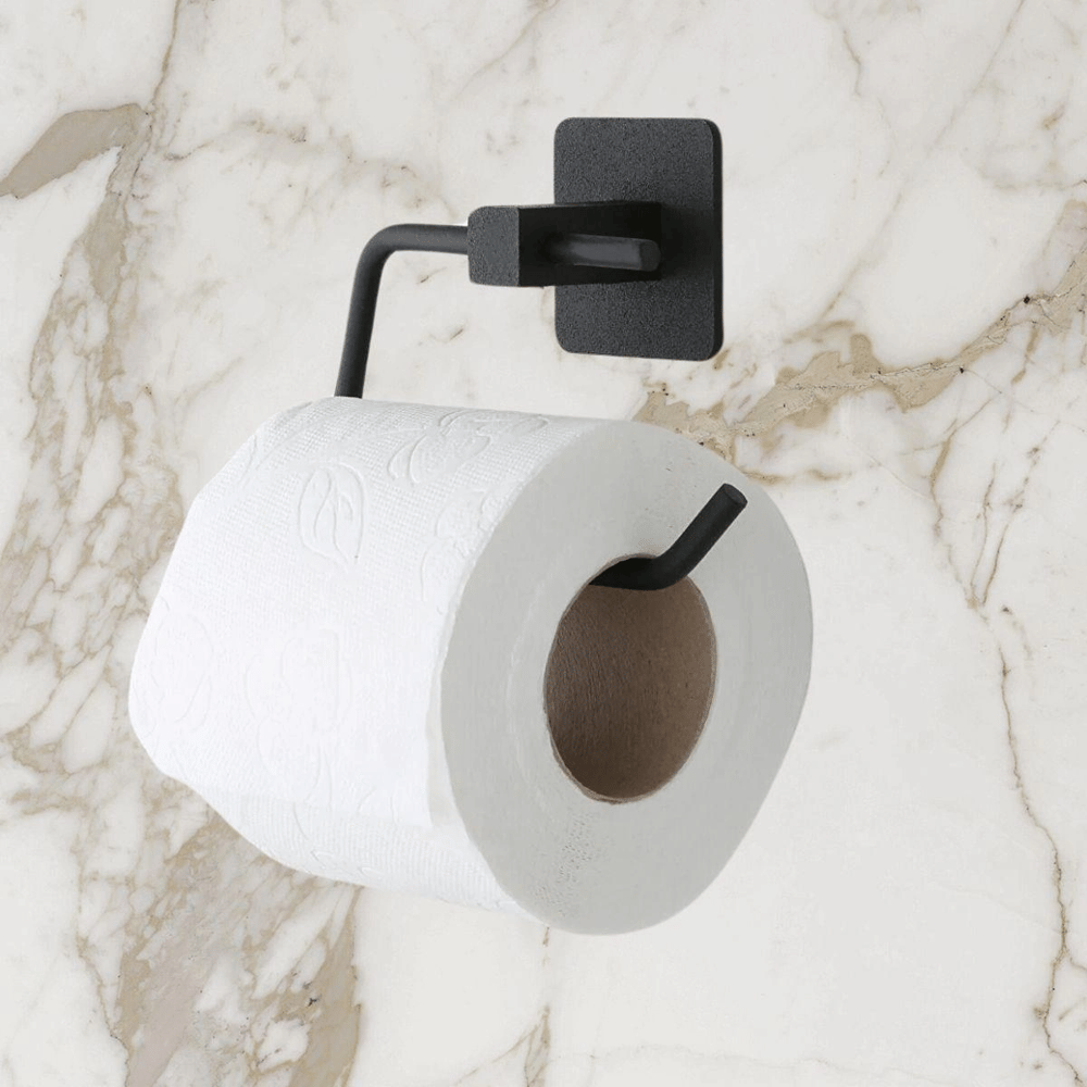 Kendiliğinden Yapışkanlı Siyah Paslanmaz Metal Kapaksız Tuvalet Kağıtlığı Aparatı Bx40