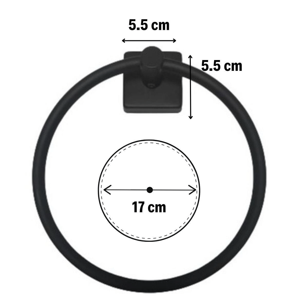 Kendiliğinden Yapışkanlı Siyah Paslanmaz Metal Yuvarlak Havluluk Bx40