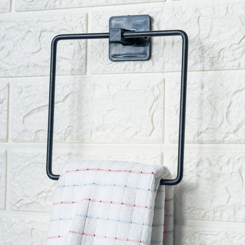 Kendiliğinden Yapışkanlı Siyah Paslanmaz Metal Kare Havluluk Bx40