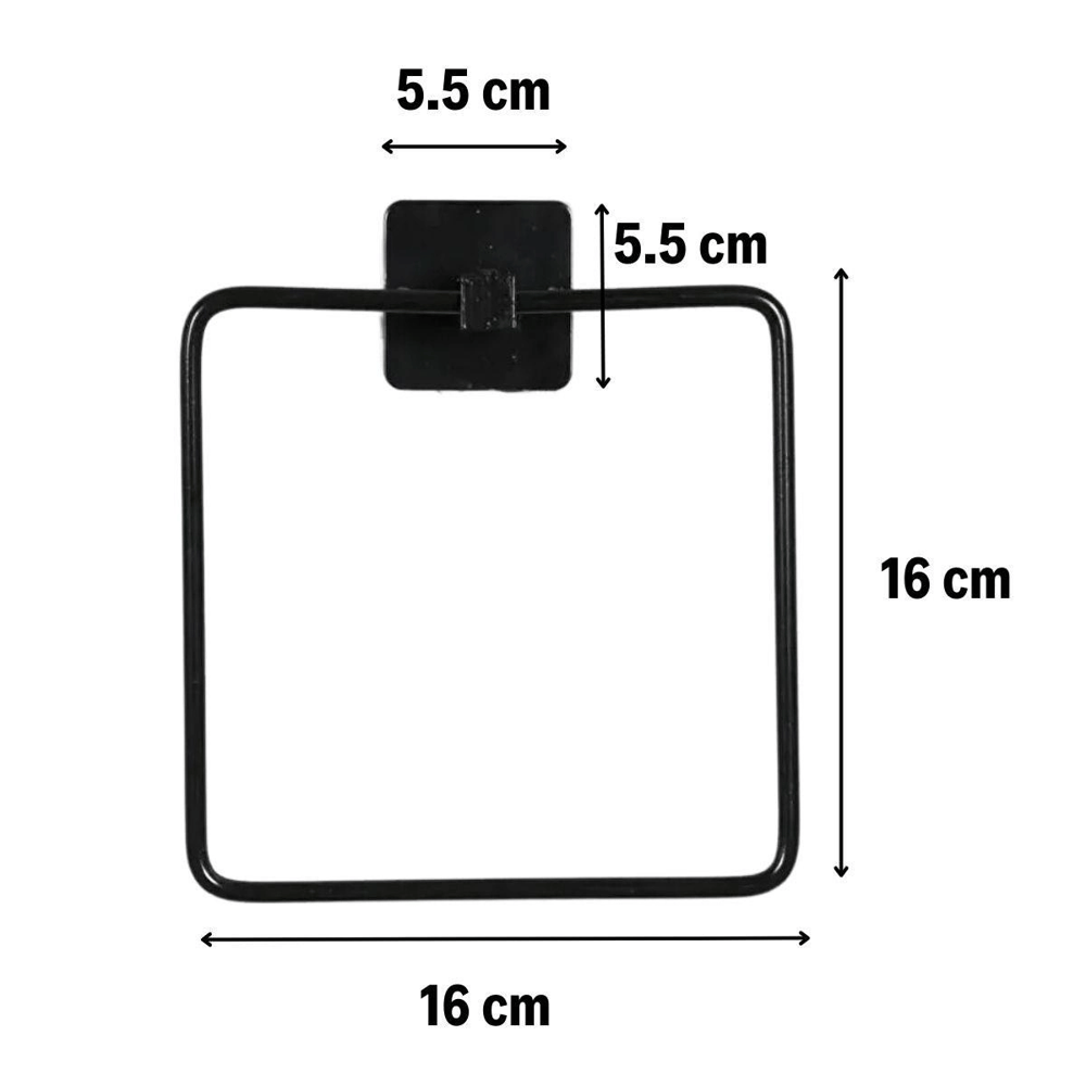 Kendiliğinden Yapışkanlı Siyah Paslanmaz Metal Kare Havluluk Bx40