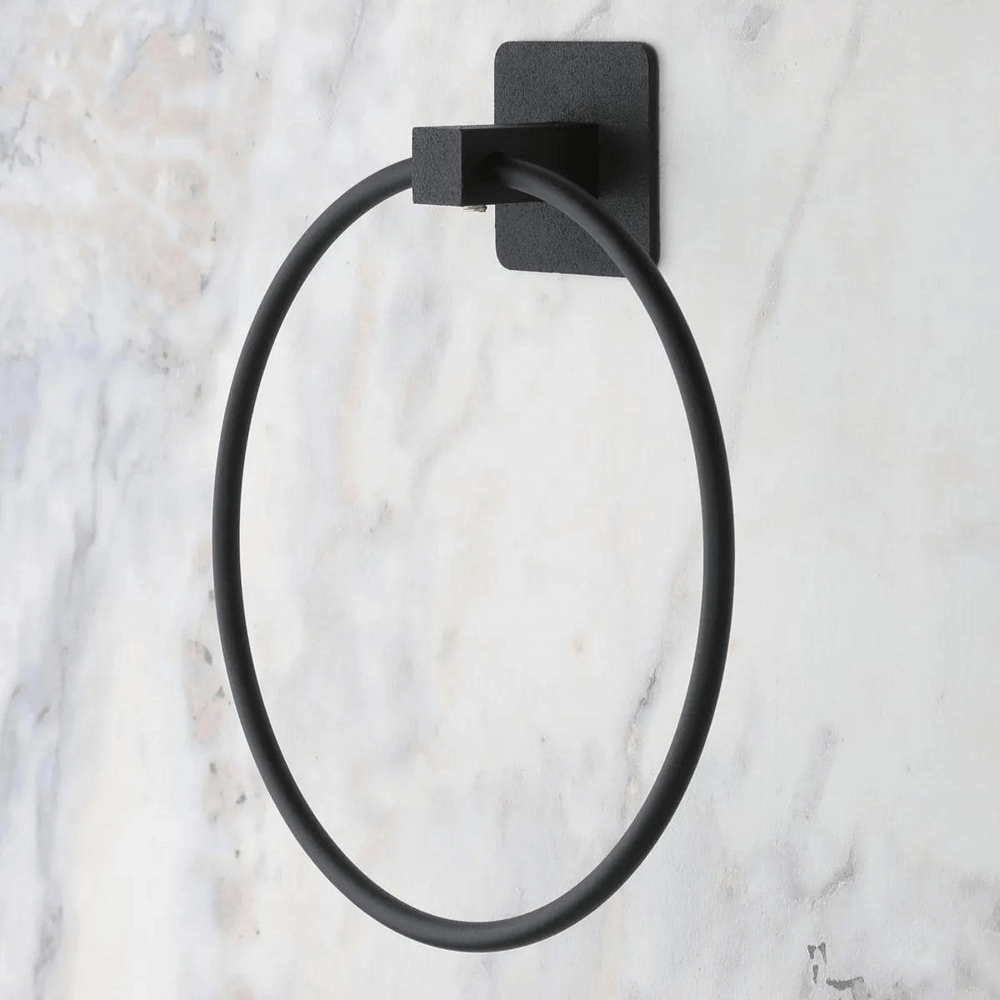 Kendiliğinden Yapışkanlı Siyah Paslanmaz Metal Yuvarlak Havluluk Bx40