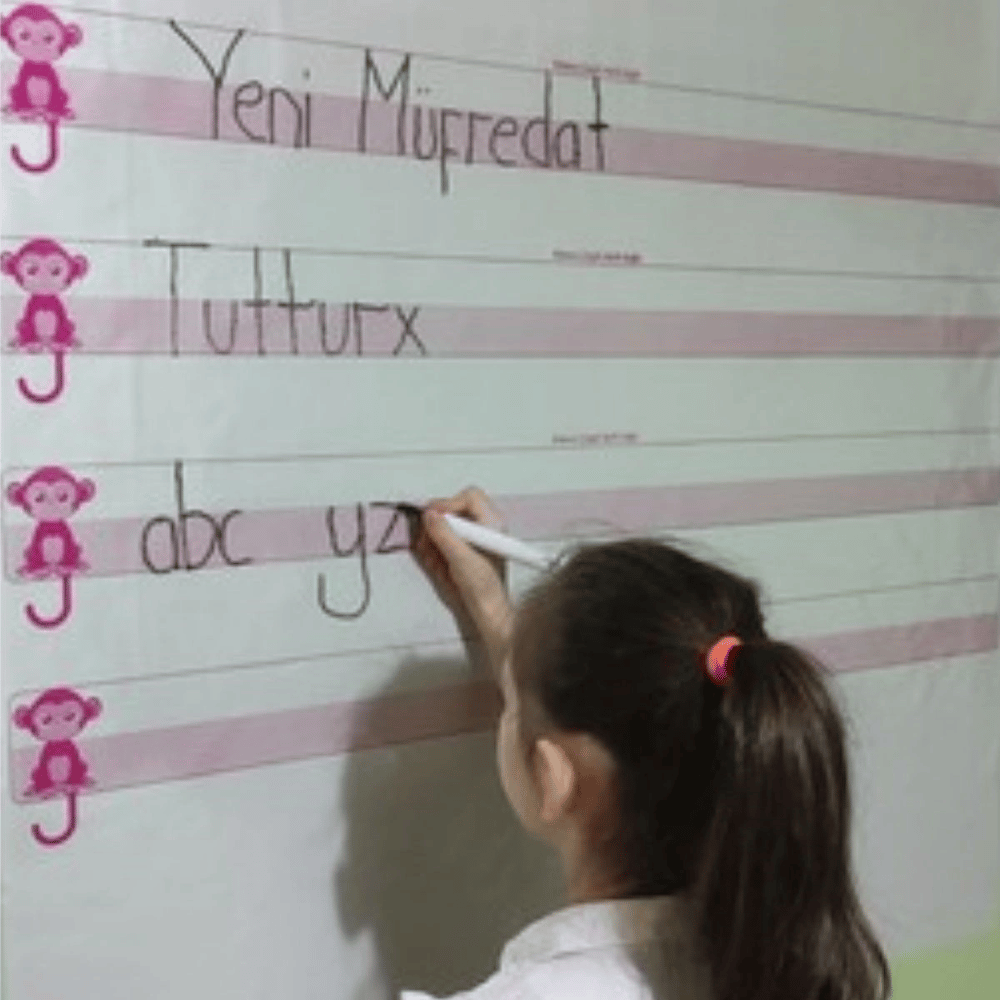 Kılavuz Çizgili Akıllı Kağıt Yazı Tahtası Duvarda İz Bırakmaz Statik Yeni Müfredata Uygun 100x56cm Bx40