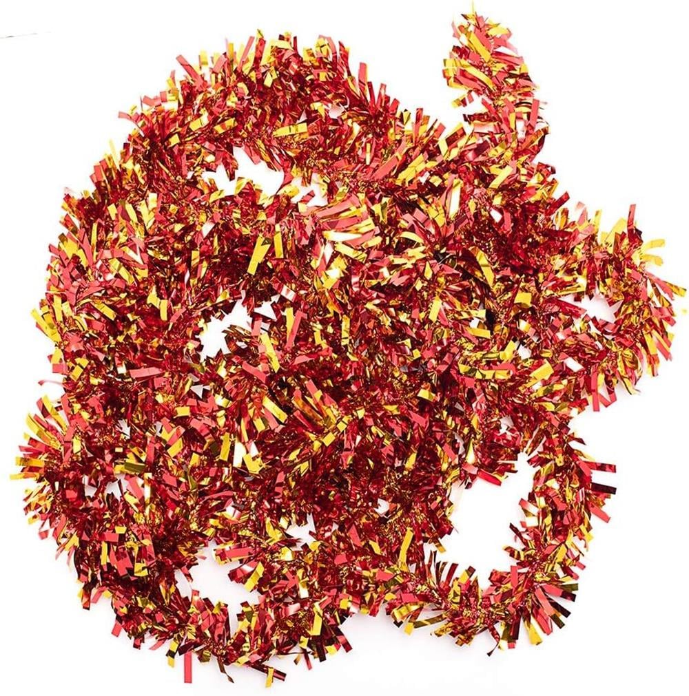 Kırmızı Altın Renk 4 cm Genişlik Garland Çift Renk Sim Süs 180 cm (3936)