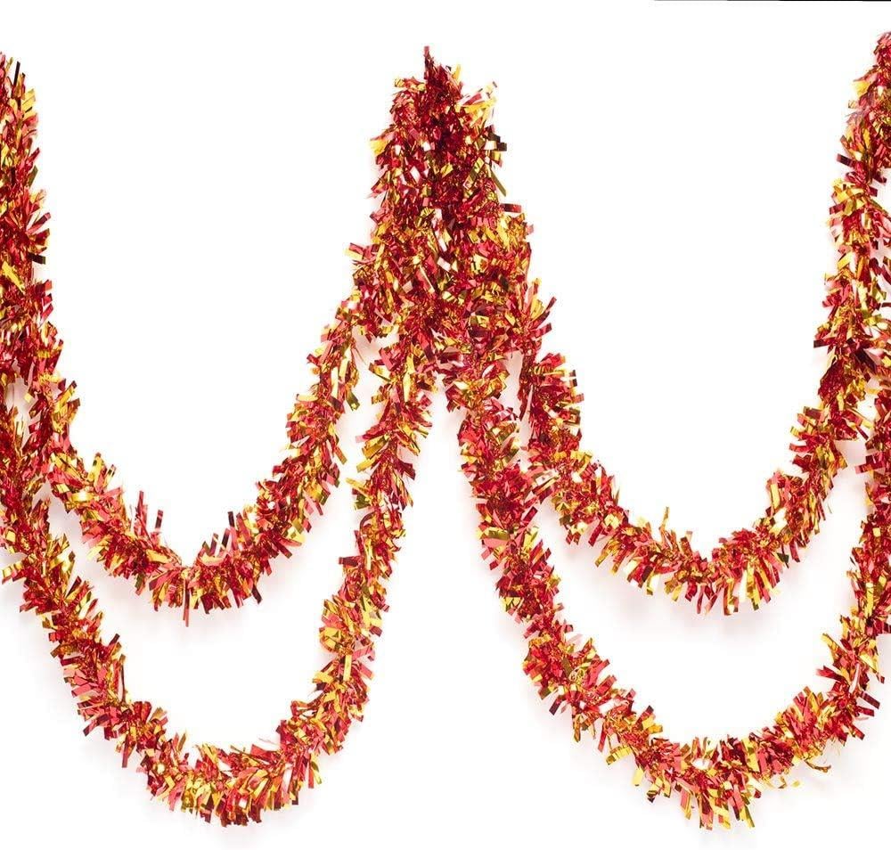 Kırmızı Altın Renk 4 cm Genişlik Garland Çift Renk Sim Süs 180 cm (3936)