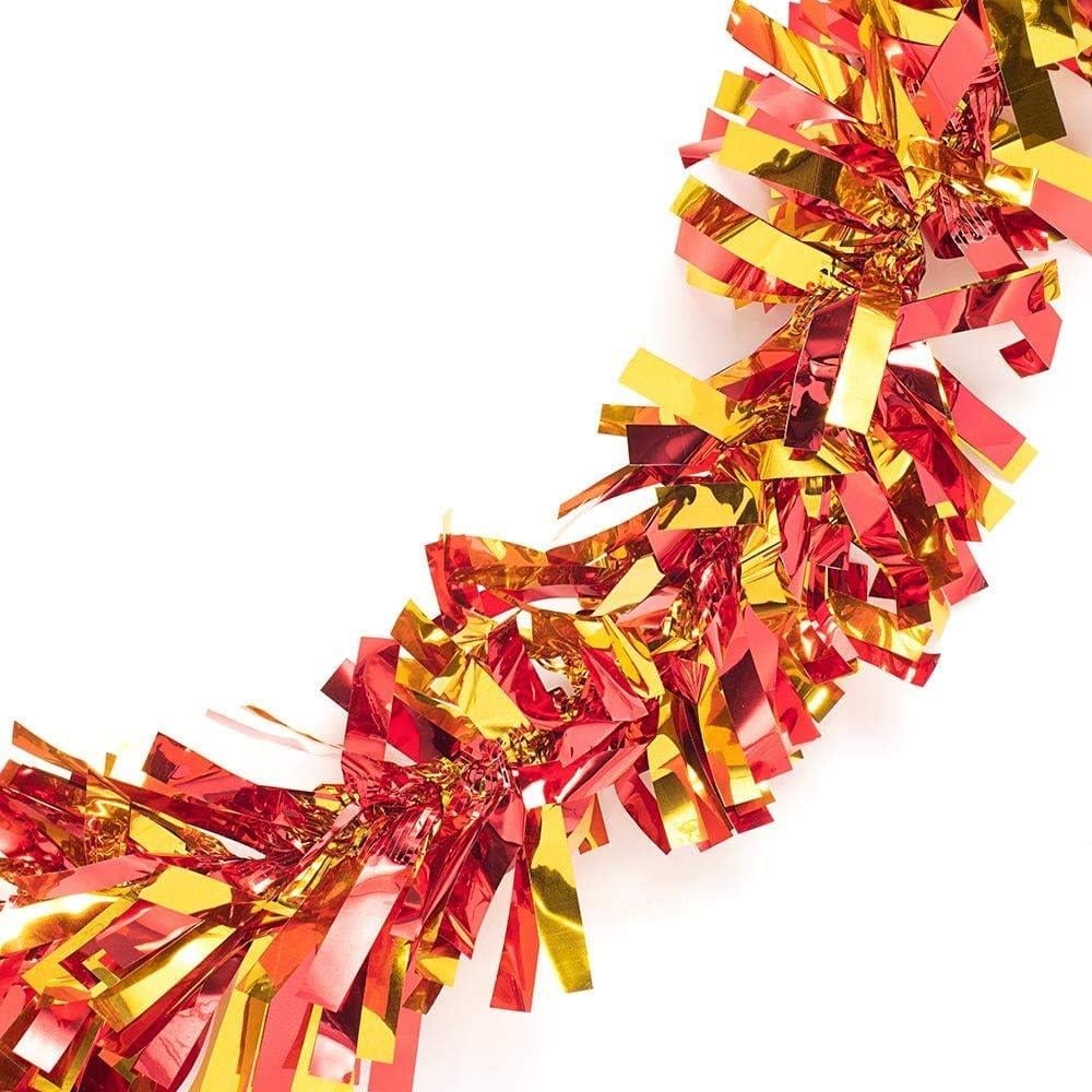 Kırmızı Altın Renk 4 cm Genişlik Garland Çift Renk Sim Süs 180 cm (3936)