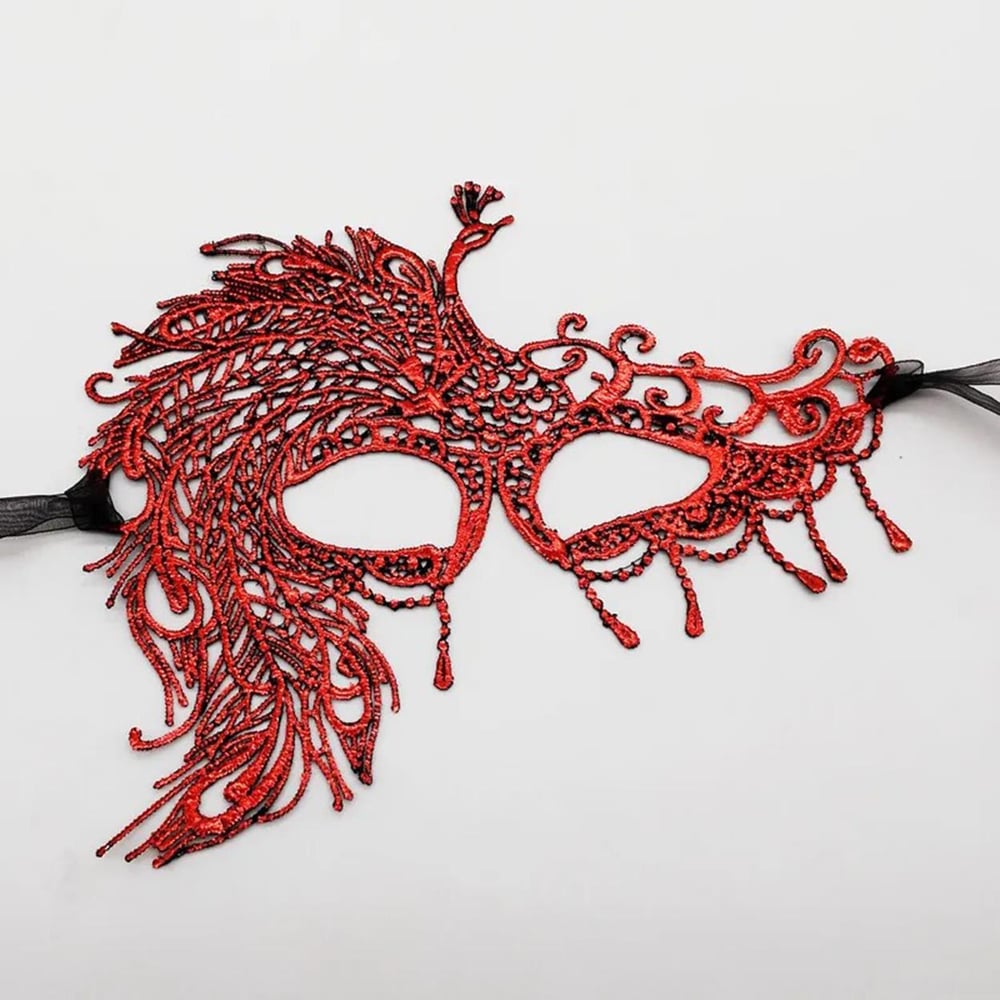 Kırmızı Dantel Masquerade Maskesi 4 No (3936)