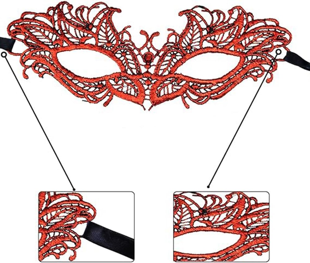 Kırmızı Dantel Masquerade Maskesi 5 No (3936)