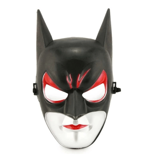 Kırmızı Gözlü Siyah Batman Maske - Lastikli Batgirl Maskesi 28x17 cm