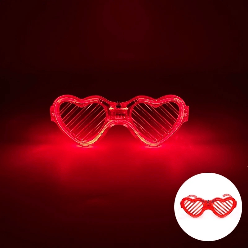 Kırmızı Led Işıklı Kalp Gözlük – 3 Modlu Parti  Glow Gözlüğü