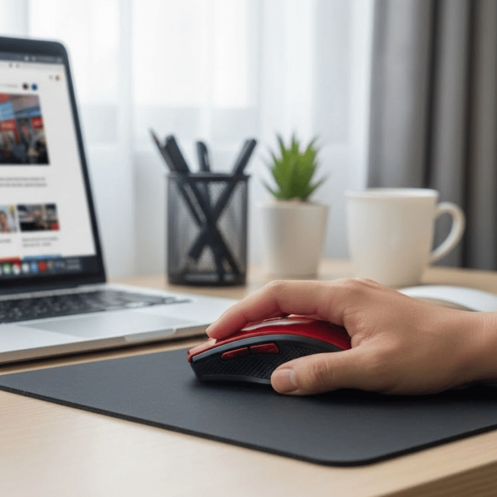 Kırmızı Renkli Baş Parmak Destekli Ergonomik Sessiz Kablosuz Mouse – Usb Alıcılı, Ofis Ve Oyun İçin Konforlu Bilgisayar Faresi Ms6300 Bx40