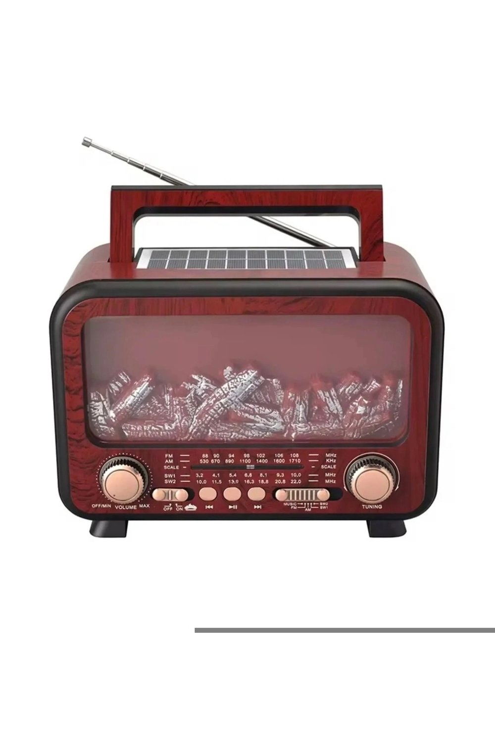 Kırmızı bluetoothlu şömine tipi nostaljik radyo FM radyo USB MP3 player şarjlı hoparlör