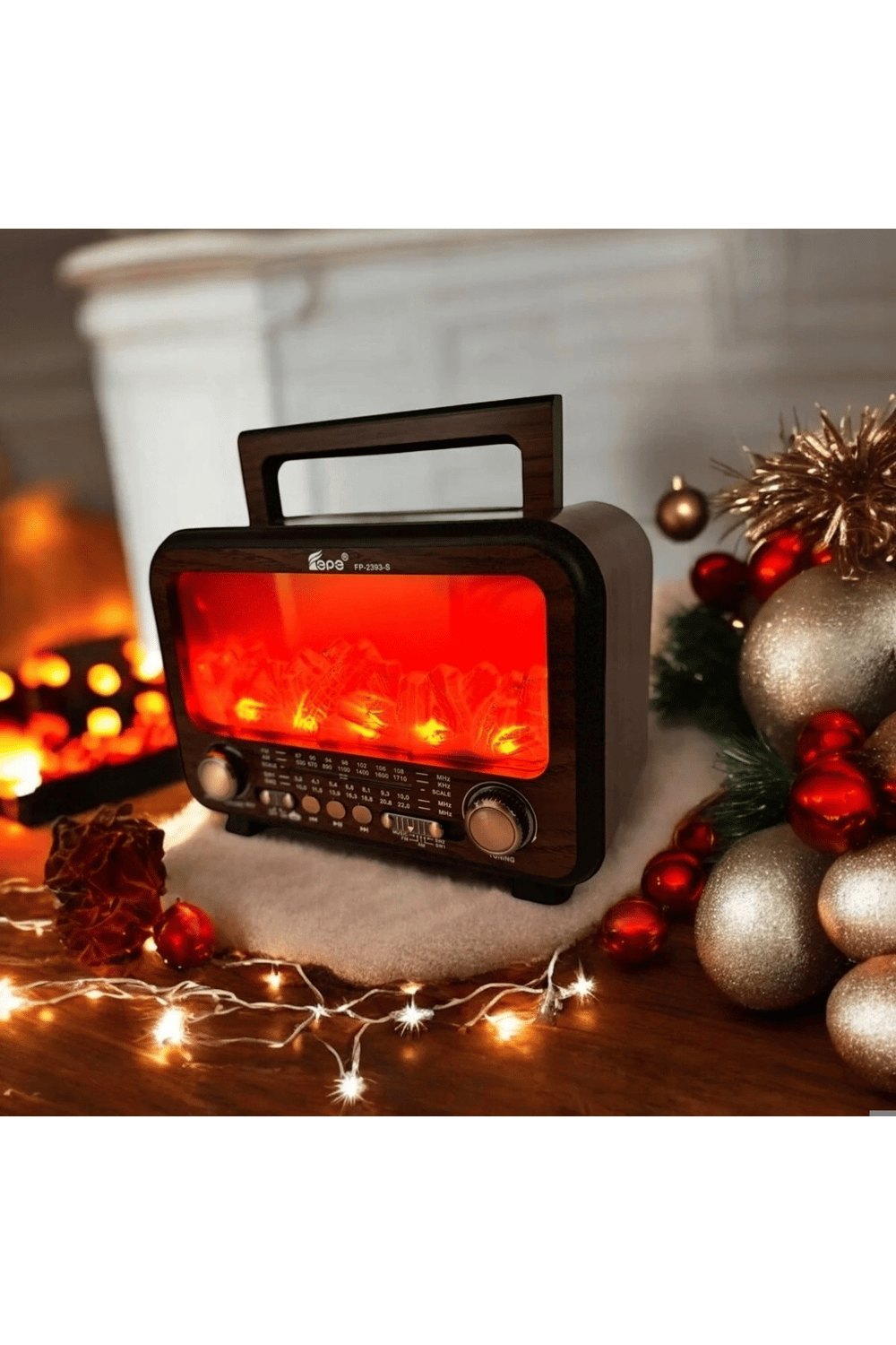 Kırmızı bluetoothlu şömine tipi nostaljik radyo FM radyo USB MP3 player şarjlı hoparlör