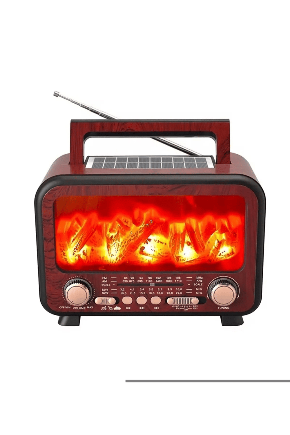 Kırmızı bluetoothlu şömine tipi nostaljik radyo FM radyo USB MP3 player şarjlı hoparlör