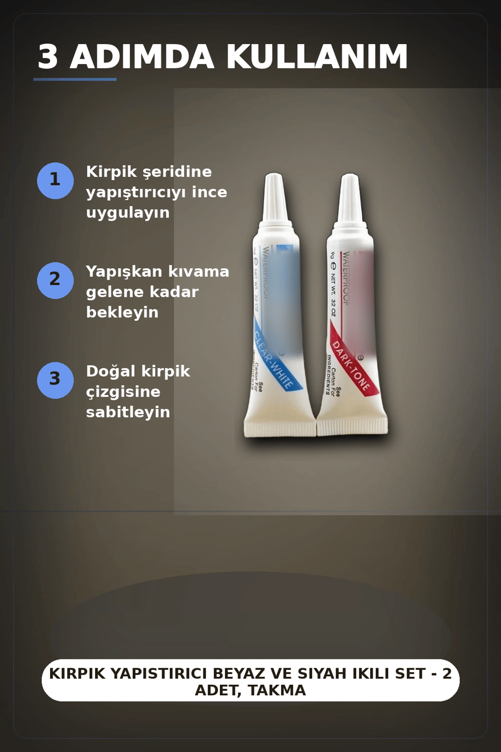Kirpik Yapistirici Beyaz Ve Siyah Ikili Set - 2 Adet, Takma Kirpik Yapistiricisi BX-313427