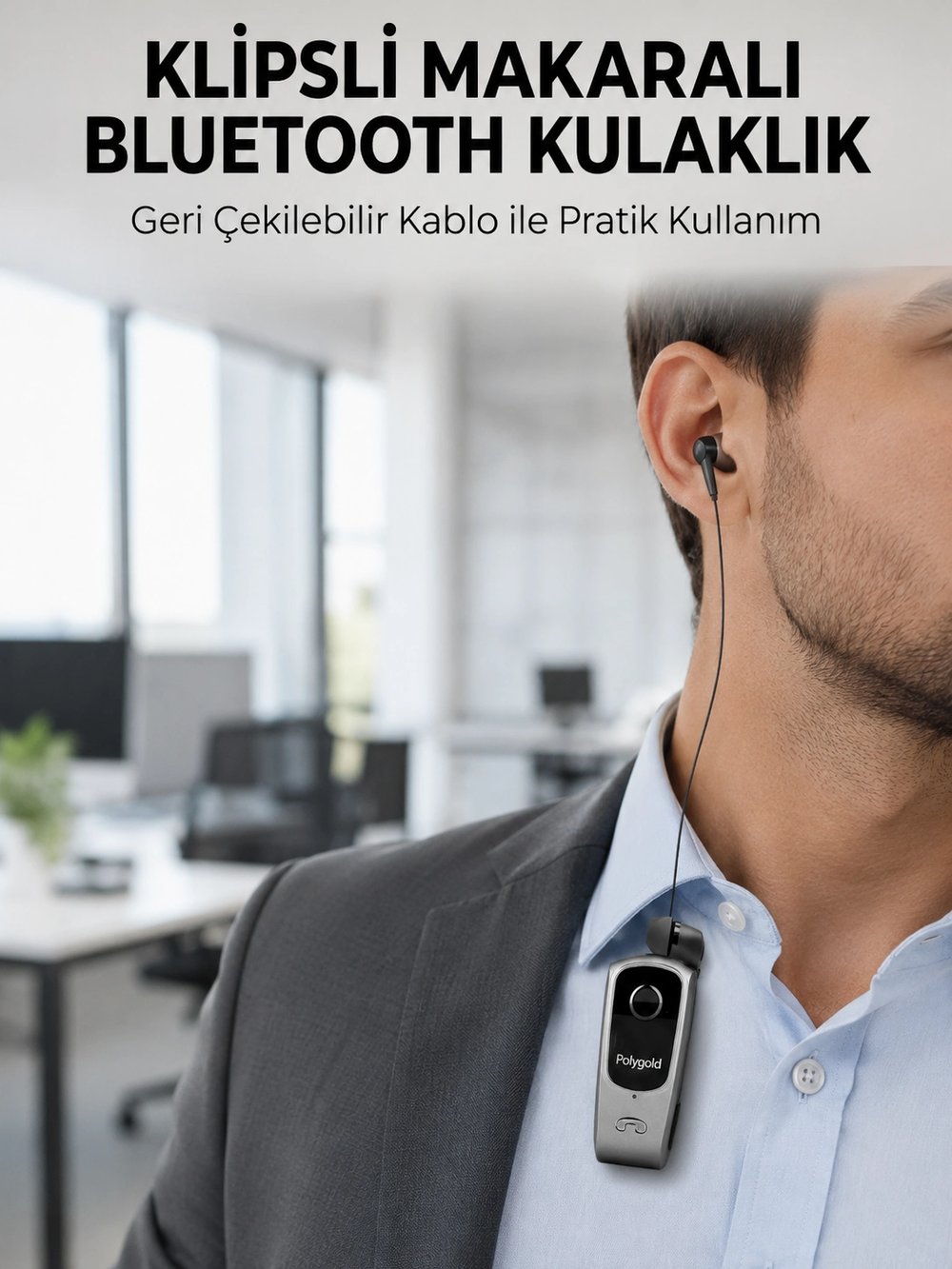 Klipsli Tasarımlı Bluetooth Kulaklık Uzun Pil Ömrü