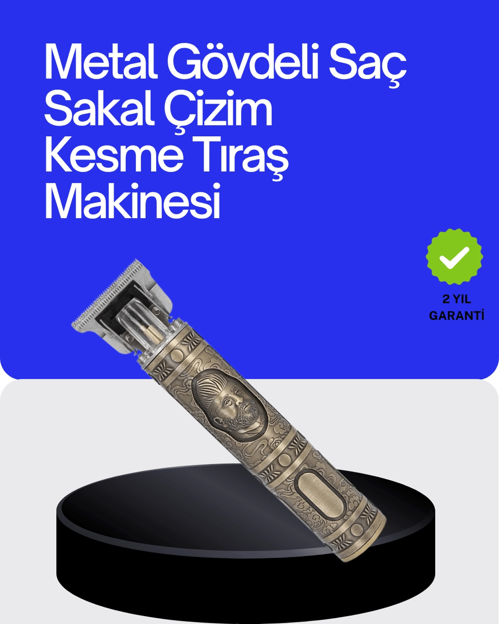 Kompakt Tasarımlı, Güçlü Motorlu Saç sakal Kesme Makinesi ve 4 Kılavuz Tarak
