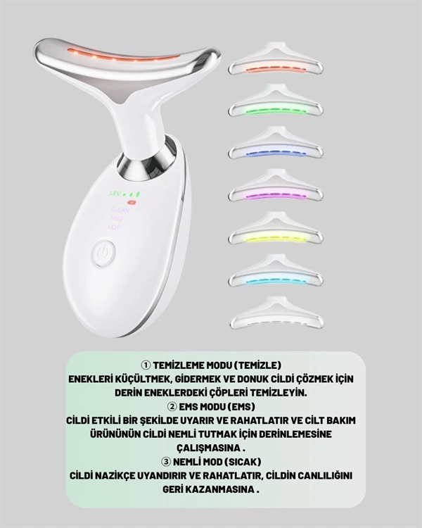 Kompakt ve Taşınabilir Cilt Bakım Cihazı – 3 Fonksiyonlu, USB Şarjlı, LED Işıklı Güzellik Aleti