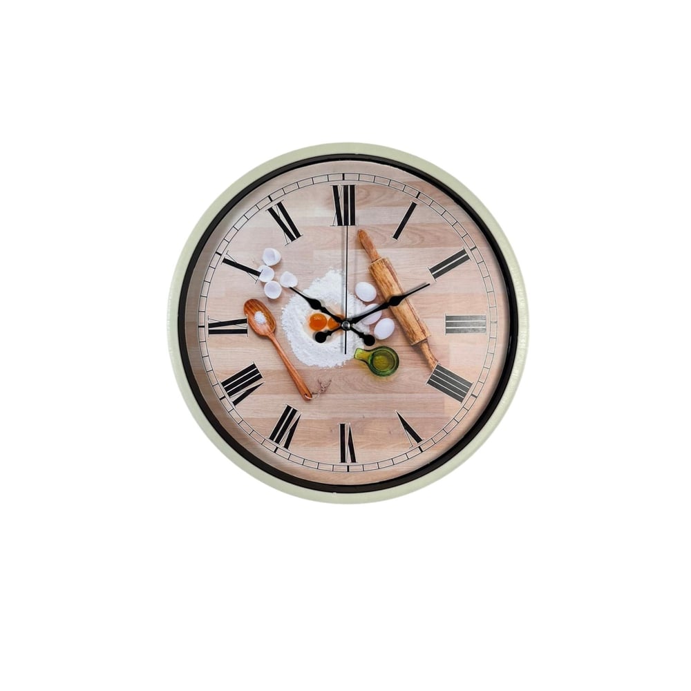 Krem 36 Cm Dekoratif Mutfak Duvar Saati