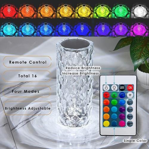 Kristal Elmas Masa Lambası 16 Renk USB Şarjlı Dokunmatik (3936)