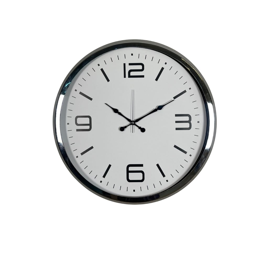 Krom 52 Cm Metal Modern Tasarım Duvar Saati