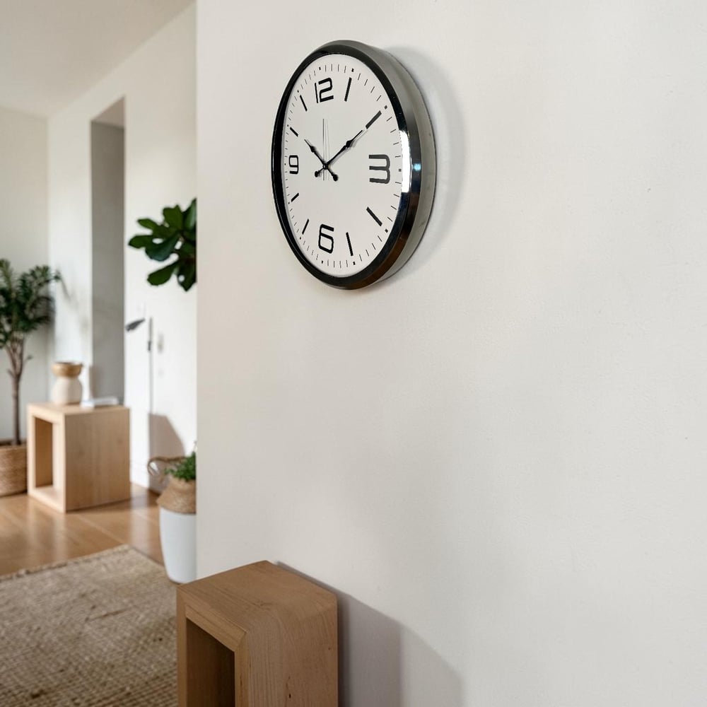 Krom 52 Cm Metal Modern Tasarım Duvar Saati