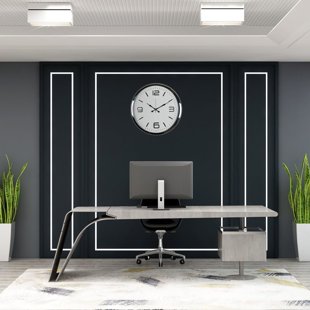 Krom 52 Cm Metal Modern Tasarım Duvar Saati