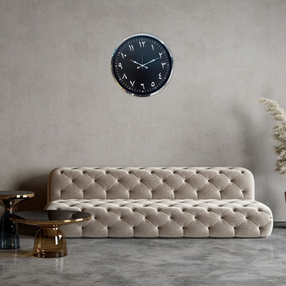 Krom Arapça Rakamlı 52 x 52 Cm Duvar Saati