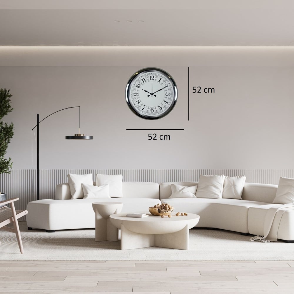 Krom Modern Desenli 52 x 52 Cm Duvar Saati