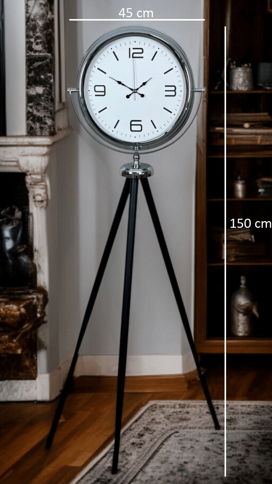 Krom Sade & Şık Tripod Ayaklı Saat