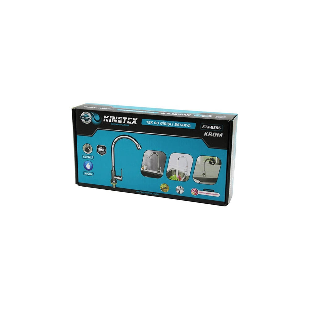 Krom Tek Su Girişli Mix Uzun Kuğu Evye Aç Kapa Batarya Bx40