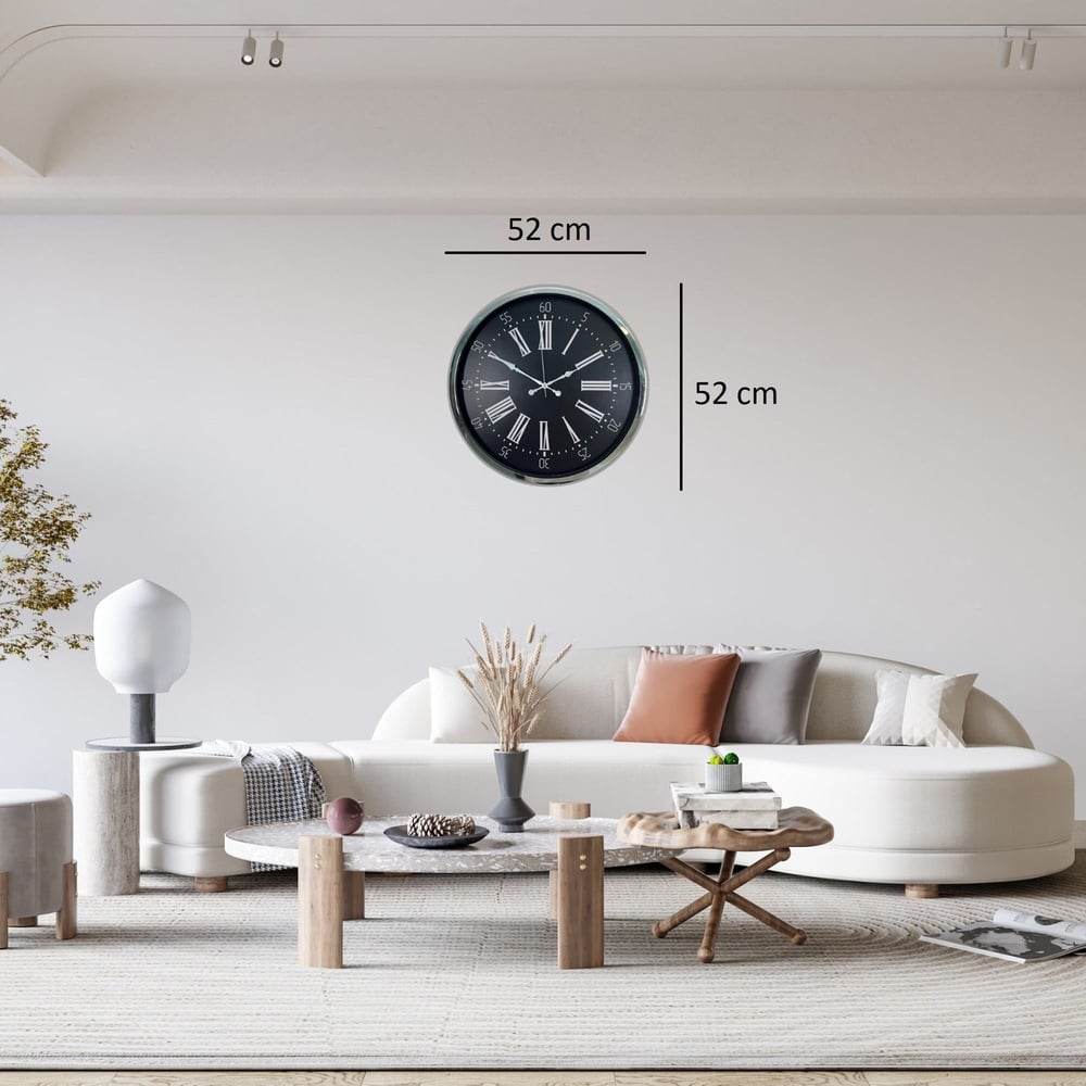 Krom Vıctoria 52 Cm Metal Duvar Saati