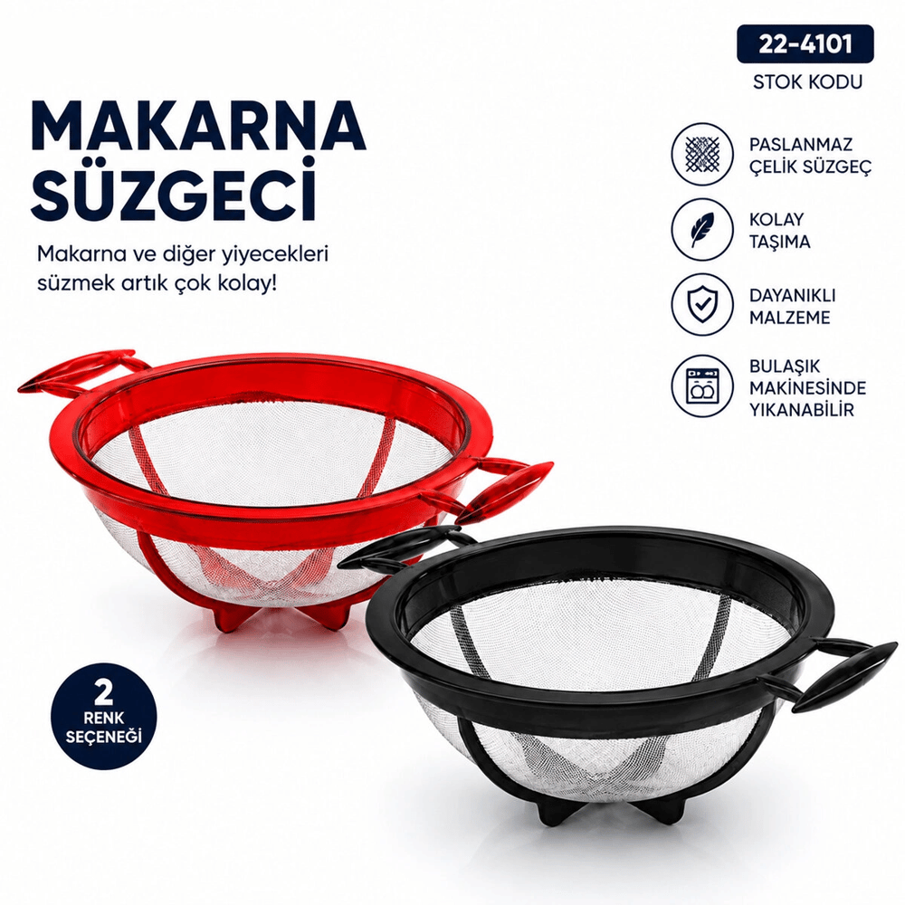 Küçük Makarna Süzgeci Plastik Bx40