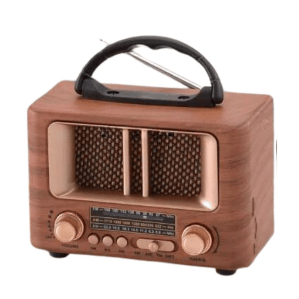 Küçük Mini Boy Retro Ahşap Tasarım Bluetooth Hoparlörlü Radyo – Fm/am Destekli, Şarjlı Ve Taşınabilir Radyo Ns-8108 Bx40