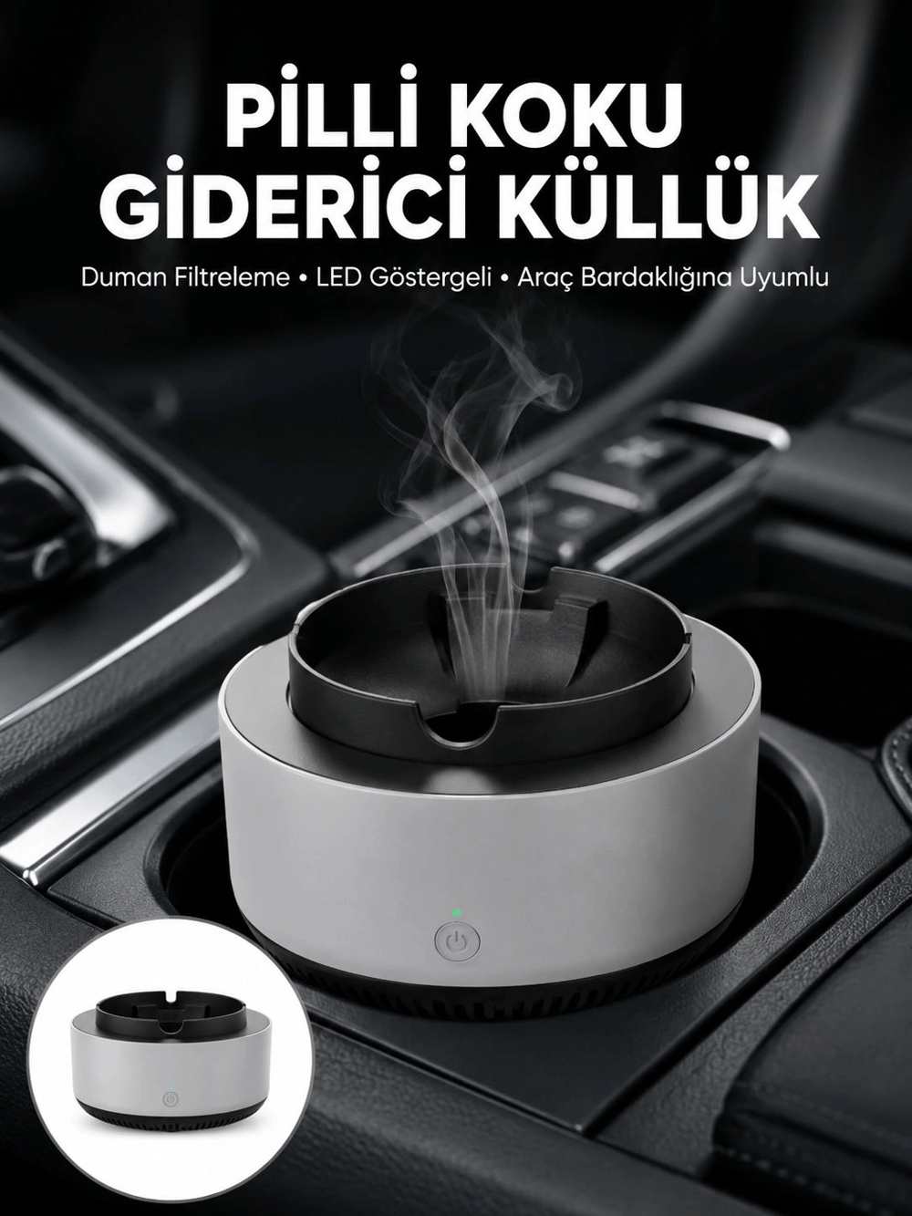 Kül Tablası Hava Temizleyici Araç Akıllı Küllük Duman Temizleyici