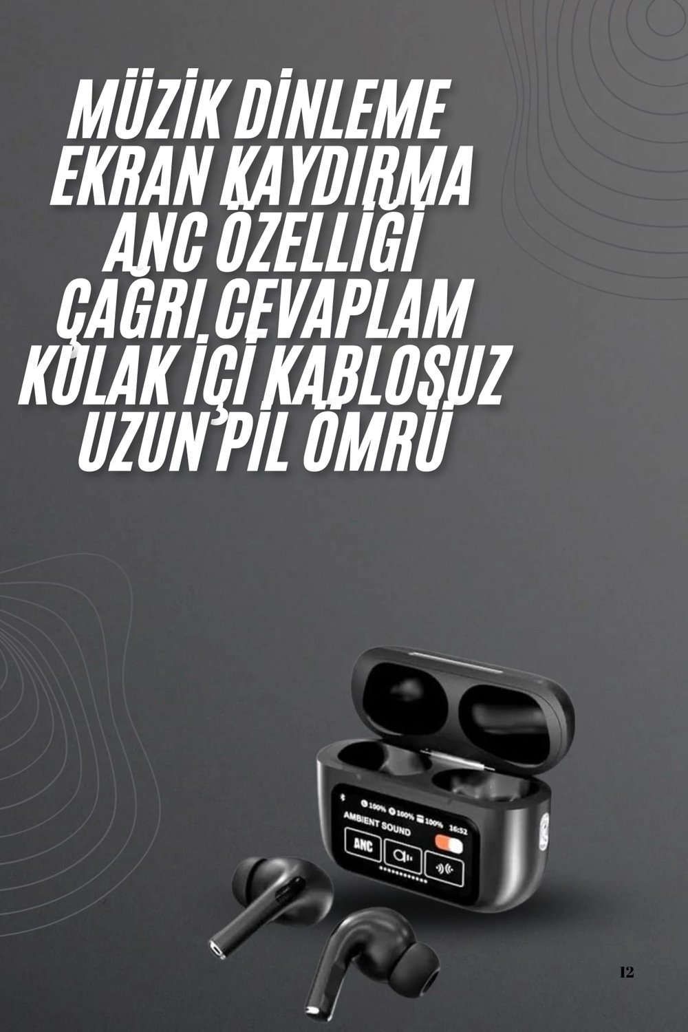 Kulak İçi Bluetooth Kulaklık Ekranlı Müzik Dinleme Çağrı Cevaplama Siyah Yeni Nesil