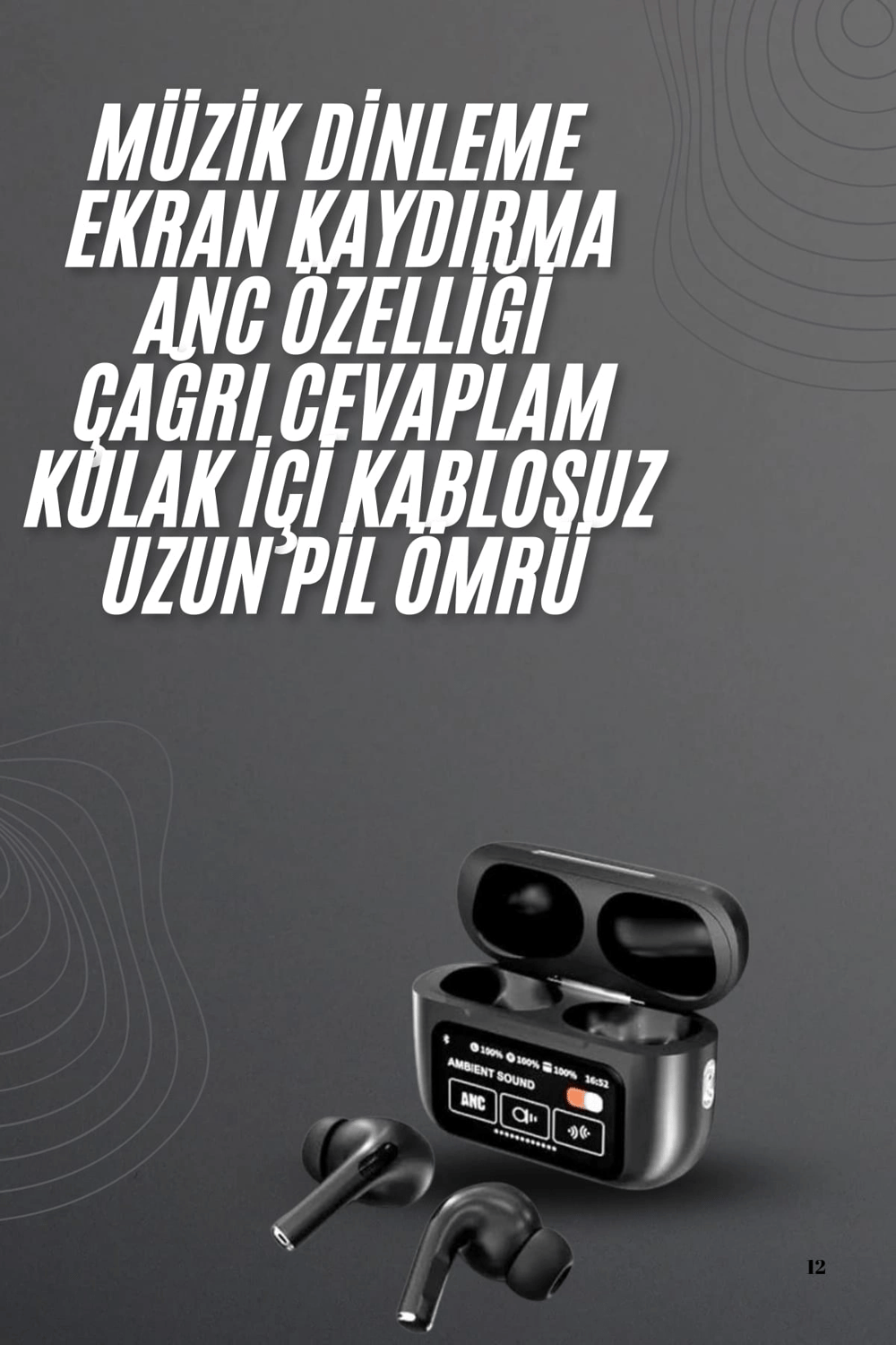 Kulak İçi Bluetooth Kulaklık Ekranlı Müzik Dinleme Çağrı Cevaplama Siyah Yeni Nesil