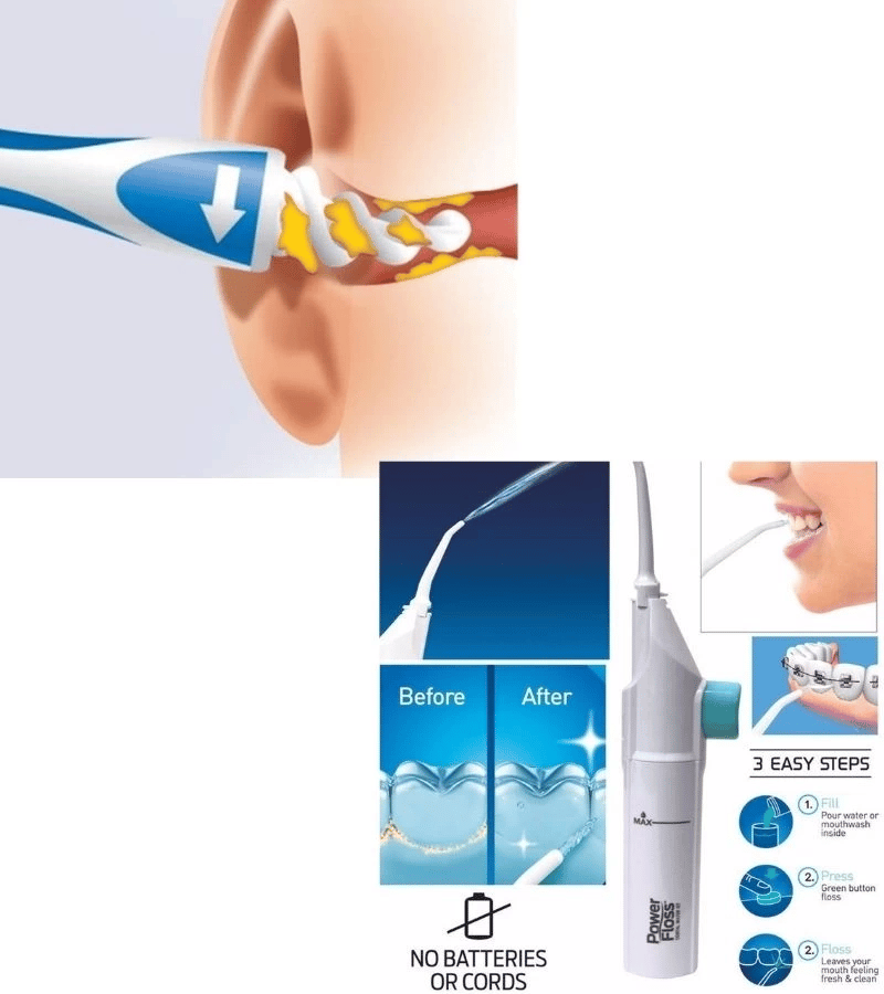 Kulak Temizleme ve Power Floss Diş Temizleme Seti | Mekanik Ağız Bakımı