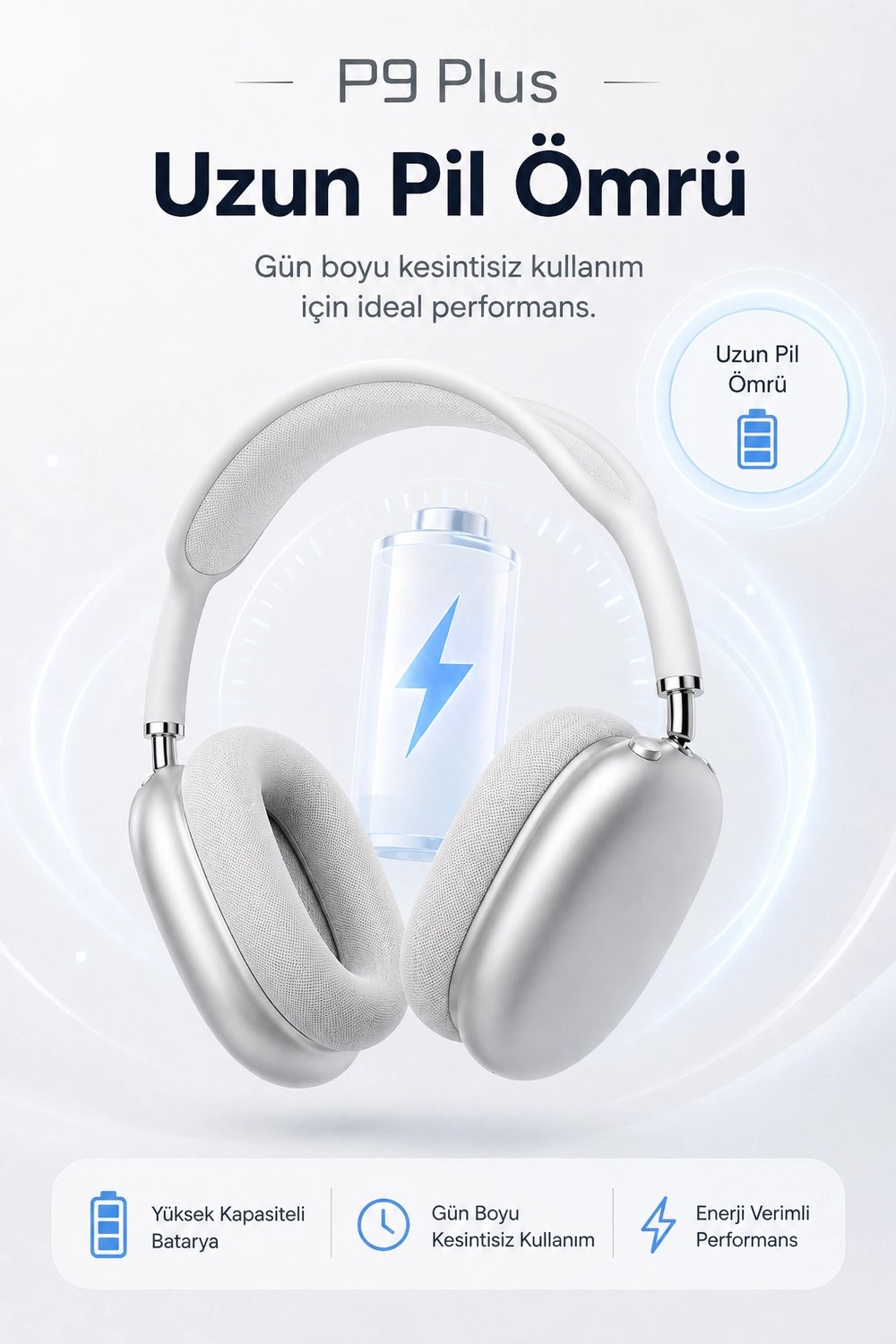 Kulak Üstü Kablosuz Bluetooth Kulaklık Yumuşak Pedli Mikrofonlu Günlük Kullanım