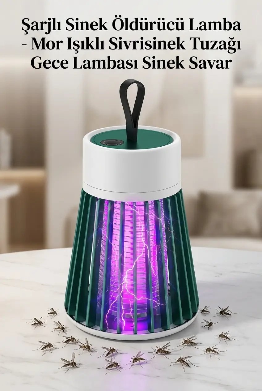 Kullanışlı Mor Işıklı Sineksavar Lamba Şarjlı Tek Tuşlu Koruyucu Gövdeli Ürün Modeli